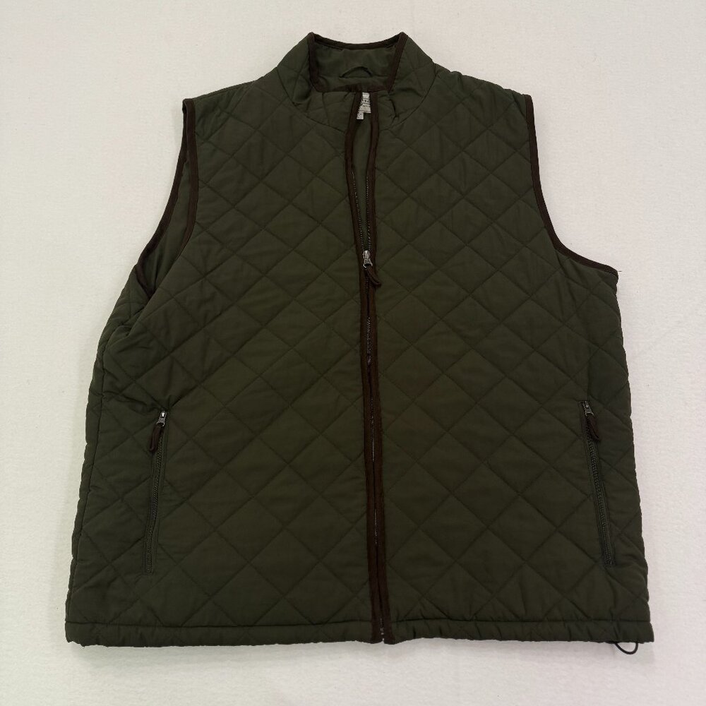 Field & Stream Vest Mens XL Green Quilted Full Zip Outdoors Puffer Lined Jacket